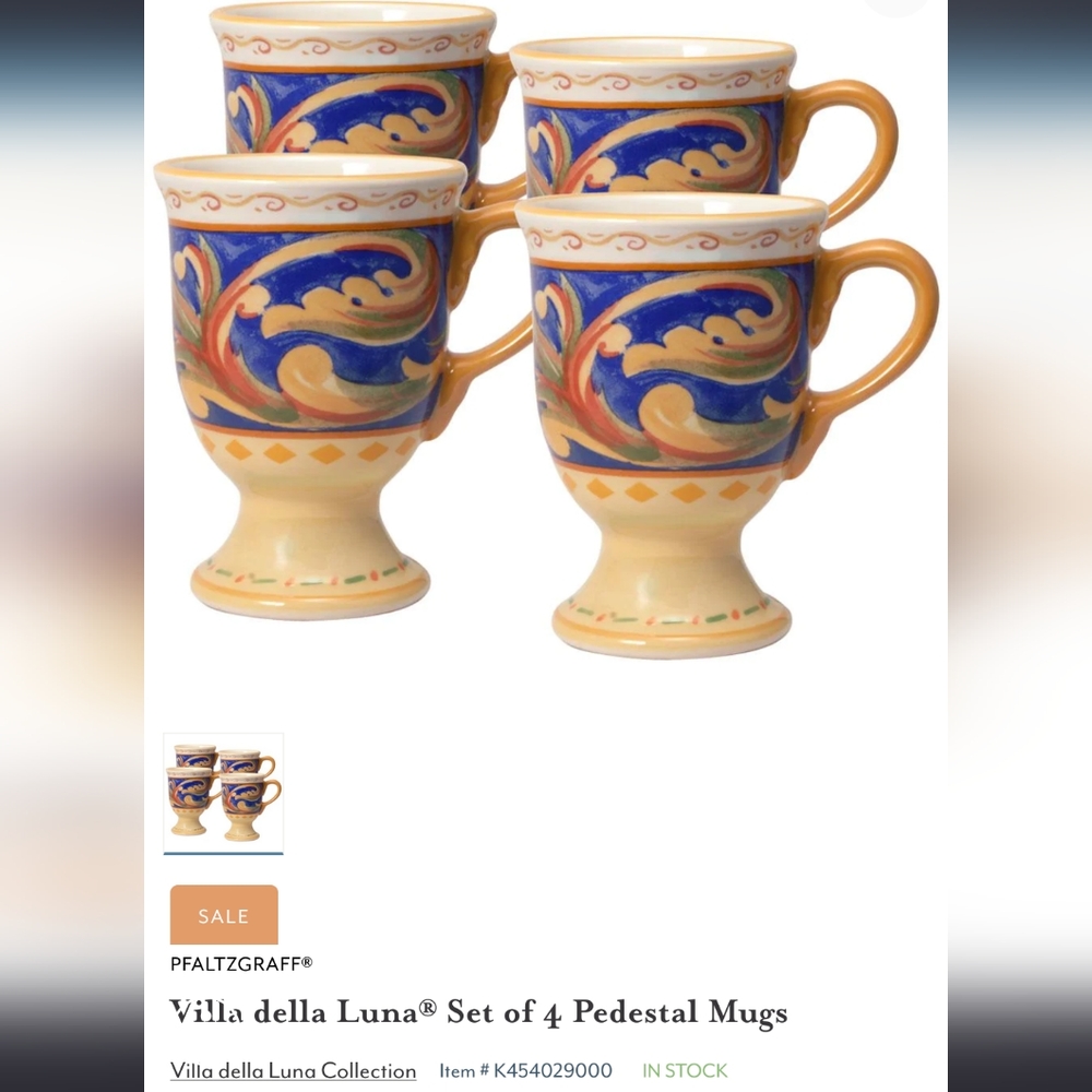 Pfaltzgraff Villa della Luna Set of 2 Pedestal Mugs